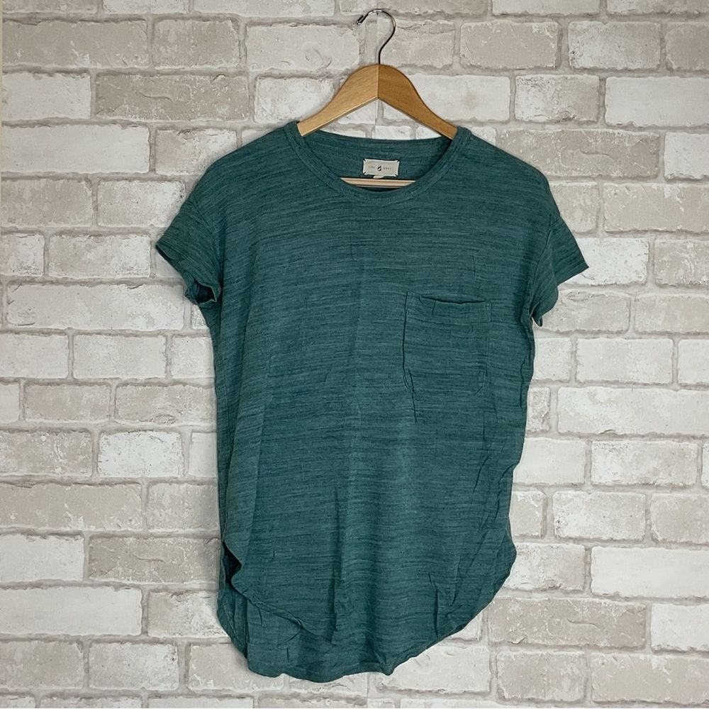 Lou & Grey Teal Marled Blouse Size S